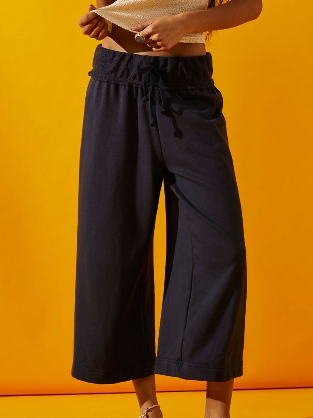 FREE PEOPLE Indigo Blue Essential Gaucho Pants